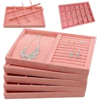 Ny Big Size Pink Ring Jewely Display Organizer Case Tray Holder Necklace Earrings Storage Box Showcase Jewelry Stand Holder H220505