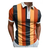 Summer Trendy 3D Printed Polos tshirts for Men Slim Fit Zipper Button مصمم طية صدريقة قصيرة الأكمام فضفاضة قمصان بولو غير رسمية 3DPOLO1