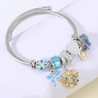 Bangle Stainless Steel Cuff Bracelets For Women Gold Love Heart Daisy Flower Dragonfly Charm Jewelry Femme Friends Gifts 2022Bangle