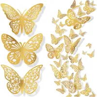 12Pcs Lot 3D Hollow Butterfly Wall Sticker Decoration Butterflies Decals DIY Home Removable Mural Decoration Party Wedding Kids Room Window Decors DH9898