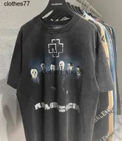 Balencaigas의 T 셔츠 디자이너 남성용 스웨트 셔츠 후드는 교정 고급 에디션 파리 조수 브랜드 독일 전차 세척 검은 느슨한 b 짧은