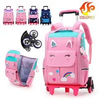 ZIRANYU School Rolling Backpacks Bags for Girls Child Travel Backpack Wheels Kids Trolley Bag School Backpack mochila escolar 220602