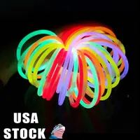 Nieuwe verlichting Glow Sticks Bulk Ultra Bright Party Pack 8 inch met connectoren gloeien in de donkere voorraden noodlicht neon armbanden kettingen