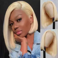 Ombre Colored Brazilian Virgin 100% Human Hair Wigs Lace Frontal Wig For Women Short Straight Bob Wig 2022 New Style