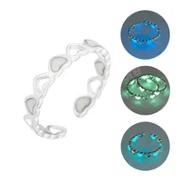 Anello luminoso Glow regolabile del cuore cavo in anelli di colore argento scuro per donne amici regalo notoglbub feste di moda anello di gioielli