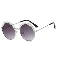 Модные солнцезащитные очки для девочек цветочный дизайн металлический рамка анти-UP солнцезащитные очки для вечеринки пографии на открытом воздухе270K