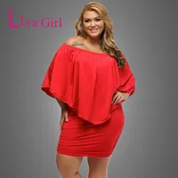 Liva Girl Women Plus Size Dress Red Off Shoulder Femmeセクシーなミニドレス