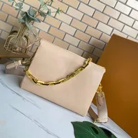 Beige Silver Gold Sky Blue Updated Colors Women Coussin Bag PM size Puffy Leather Two Attached Pouches Lady Evening Bags With Heav315U