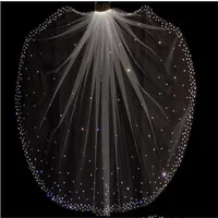 Glitter Sparkling High Quality 1 Layer Crystals Wedding Veils With Comb White  Ivory Bridal Accessories Cheap 222B