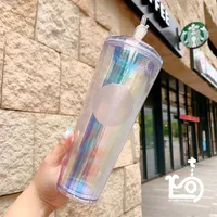 Sınırlı Edition Starbucks Mugs Çift Plastik Pipetler ile Pet Malzeme Çocuklar İçin Yetişkin Girlfirend Hediye Ürünleri322m
