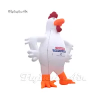 Customized Advertising Inflatable Rooster Outdoor Cartoon Animal Mascot Model White Air Blow Up Chicken Balloon For Farm Event
