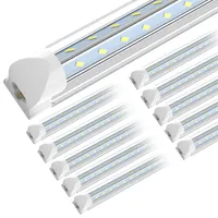 JESLED T8 LED Tube Lights D Shaped 8 Feet Transparent Cover 90W Cold White Integrated Tubes Light 10 Packs