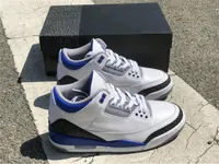 Zapatos auténticos 3 corredores azules azules al aire libre cemento gris gris sneakers retro de cuero real