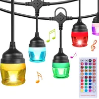 Cadenas de cuerda LED al aire libre 38 pies Música Sync Helping Strand con 12 bombillas RGB impermeables impermeables