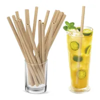 Paja de paja de paja de bambú juego de pajitas con pincel limpio bebida ecológica de pajitas de bambú
