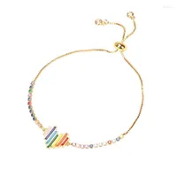 Bracelets de charme Eyika fofa cor arco -íris cor de esmalte Heart Creads Charms Bracelet for Women Zircon Tennis Chain Style Style Jóias finas