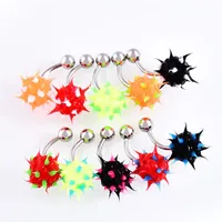 10PCS LOT Rainbow Color Silicon Ball Spike Belly Nipple Button ring Punk Mens Women Navel Piercing Body Jewelry258A
