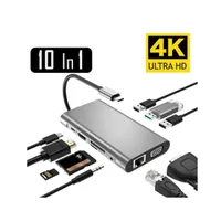 USB-Typ-C-Hub-Docking-Stationen Typ-C zu HDTV 4K VGA-Adapter RJ45 LAN Ethernet SD TF USB-C 3.0 TYPEC 3.5mm Jack Audio-Video für MacBook Pro OTG