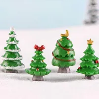 Christmas Decorations 7Pcs/Set Micro Landscape Snow Resin Xmas Tree Statue Miniature Decoration DIY Fairy Garden Doll House Decor1