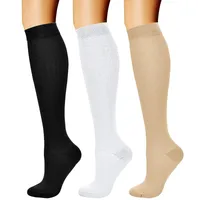 Brothock 3 pares de calcetines de compresión de los pies abiertos Women Women High To Sin falta de 15-25 mmhg Running Hocking Drop Mandero 220531