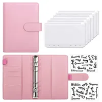 A6 PU Leather Notebook Cash Lopes System Setwith Binder Pockets for Money Budget Saving Bill Organizer 220624