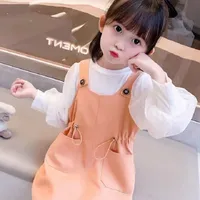 2022 babero de dos piezas Little Dress Girl Baby Princess Falda de moda para niños