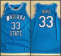 Mens Indiana State Sycamores #33 Larry Bird Blue College Basketball Jersey