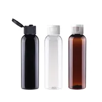 40pcs 120ml perfume bottle Empty Brown Black Clear flip top cap plastic bottle Cosmetic lotion cream PET container