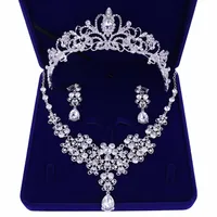 Bridal Tiaras Hair Necklace Earrings Accessories Wedding Jewelry Sets Cheap Fashion Style Bride Hair Dress2580