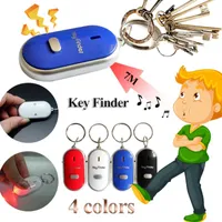 Mini LED Whistle Anti Lost Key Finder Allarme Allarme Portafoglio PET Sound Control Tracker Smart Lampeggiante Bicchiere di segnalazione remota Localizzatore remoto Keychain Tracer Anti-Perdi Dispositivi fischi