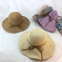 Wide Brim Hats 10pcs 01802-duxiao4099 Hand-woven Sell Holiday Beach Paper Straw Cap Women Lady Sunscreen Hat Wholesale