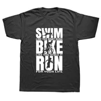 남자 티셔츠 트라이 애슬론 트라이 애슬러 달리기 달리기 수영 자전거 자전거 재미있는 티셔츠 남자 여름 짧은 슬리브 스트리트웨어 티셔츠 코튼 티 협박