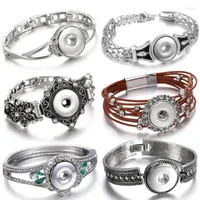 Charmarmband snaps smycken Vinatage Metal Snap Button Armband Bangle Fit 18mm 20mm knappar för kvinnor Fawn22