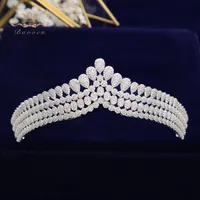 Hair Clips & Barrettes Brides Simple Full Zircon Tiaras Crowns Sparking Bridal Hairbands Plated Crystal Wedding AccessoriesHair