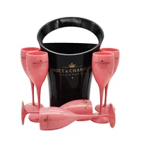 Moet chandon black Ice Bucket and pink Wine Glass Acrylic Goblets champagne342Y