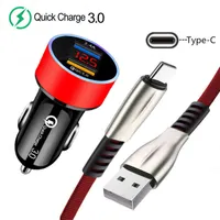 For Samsung Galaxy S21 S20 FE Note 20 Ultra S10 S9 S8 Plus Fast Car Charger Dual USB Quick Charge 3.0 Type-c USB Charging Cable W220328