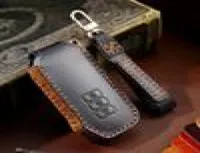Capa de estojo -chave de carro de luxo Acessórios de keychain de couro genuíno para Kia EV6 Seltos K5 Sorento MQ4 7 Botão Teclador de chaveiro Shell 220