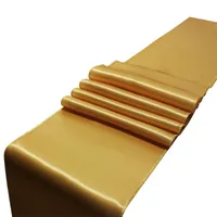 10pcs Luxus Gold Tischläufer Solid Satin Stoff Läufer Flaggen Dinner Matten Hochzeitsfeier Dekoration Home Textile 220429