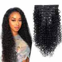 4B 4C Kinky Curly Clip Ins para Black Brasilian Virgin Hair Natural Afro Clips in Hair Extensions 7pcs/Set