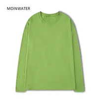 Moinwater Frauen 100% Baumwolle Langarm T Shirts Für Herbst Weibliche Grüne lila Frühling Feste Tees Tops MLT2138 220401