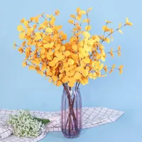 Decorative Flowers & Wreaths Artificial Plastic Plants Leaves Gold Eucalyptus Branch For Garden Vase Home Christmas Wedding Decoration Faux
