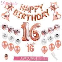 Patimate Happy Birthday Party Decors Kids Adult 16th Birthday Balloons Sweet 16 Party Decors 16 Birthday Party Favors Festival2807