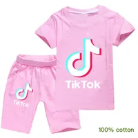 2020 Tik Tok Kids T-shirt & Pants two-piece Cotton Comfortable Breathable Short Sleeve Kids Clothing Children's Shor3293