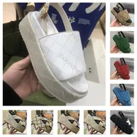 Tasarımcı Platform Kadın Sandalet Terlik Slayt Lüks Düz Yüksek Topuklu Flip Flops Ayakkabı İşlemeli Platform Kauçuk Sandal Deri Shoal GG Kadınlar için