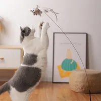 Simulering Bird Interactive Cat Toy Funny Feather Bird With Bell Cat Stick Toy för kattunge som spelar teaser Wand Toy Cat levererar 5549 Q2