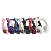 LED Cat Ear Buller Refering Earphones Hörlurar Bluetooth 5.0 Unga människor Kids Headset Support TF -kort 3,5 mm Plug med MIC299X