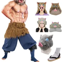 inosuke Cosplay Boar Mask Demon Slayer Costume Kimetsu No Yaiba Pig Suit Headwear Carnival Prop Crogs 220611