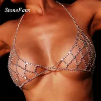 Stonefans Luksusowy kryształowy łańcuch body akcesoria dla kobiet seksowne bikini brańsko top brzuch łańcuch plażowy prezent biżuterii t200508