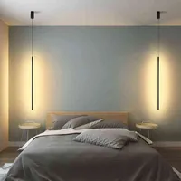 Minimalistische lijn LED Hangende Draad Wandlamp Hang Slaapkamer Bedroom Bedroom Bedide Moderne woonkamer Verlichting Decor Geometrie Lichtarmaturen H220420