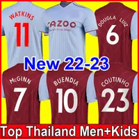 2022 2023 Kamara voetbalshirts 22 23 Away Watkins Buendia McGinn El Ghazi Douglas Luiz Mings Coutinho Cash Diego Carlos Football Shirts Kids Kit Set Unifroms 999
